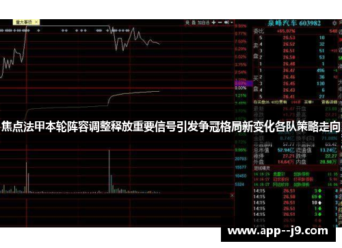 焦点法甲本轮阵容调整释放重要信号引发争冠格局新变化各队策略走向